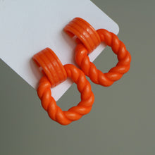 Load image into Gallery viewer, Orange Knot Drop Earrings
