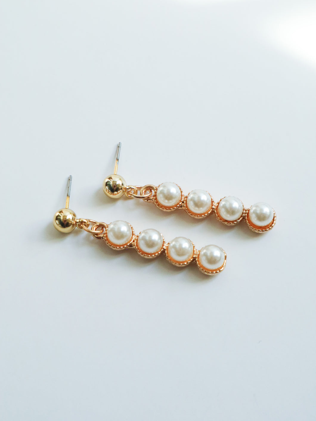 Four Pearls Drop Earrings