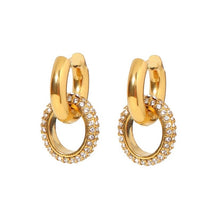 Load image into Gallery viewer, Two White Circle Ring Drop Earrings
