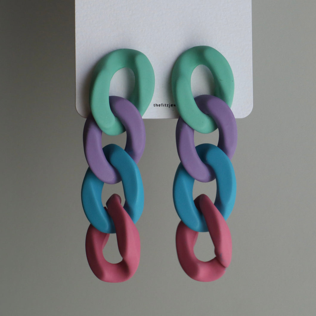 Thick Cool Rainbow Chain Drop Earrings