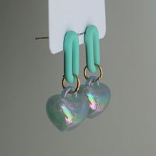 Load image into Gallery viewer, Emerald Sky Heart Drop Earrings
