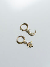 Load image into Gallery viewer, Gold Star and Moon Dangle Earrings
