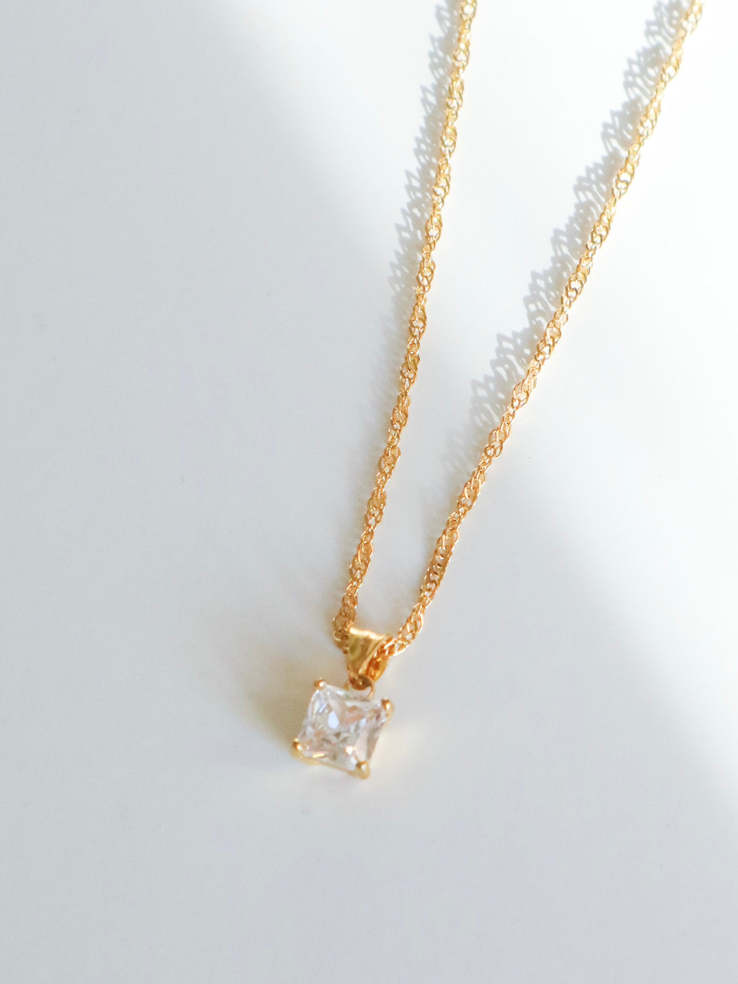 Dainty Diamond Square Necklace