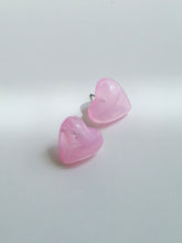 Load image into Gallery viewer, Acrylic Pink Heart Stud Earrings
