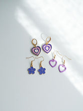 Load image into Gallery viewer, Purple Layered Heart Earrings
