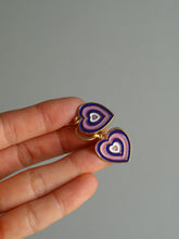 Load image into Gallery viewer, Purple Layered Heart Earrings
