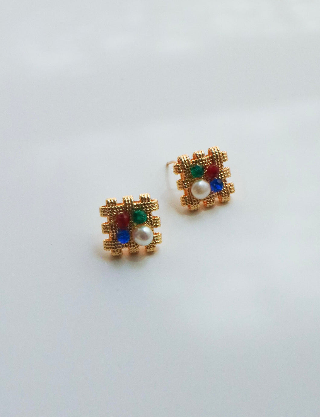 Brass Small Puzzle Stud Earrings