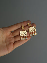 Load image into Gallery viewer, Brass 3 CZ Drop Elegant Earrings
