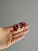 Load image into Gallery viewer, Brass Purple Flower Earrings
