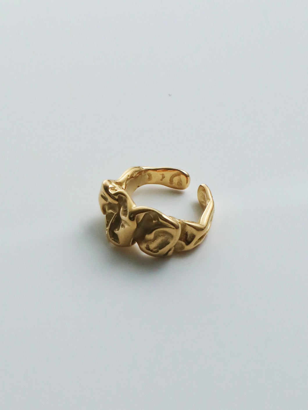 Gold Crumpled Cuff Ring