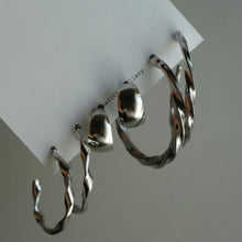Load image into Gallery viewer, 3pcs Silver Rough Cuff Earrings Set
