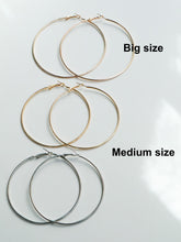 Load image into Gallery viewer, Medium Size Hoop Earrings (Silver/Gold)

