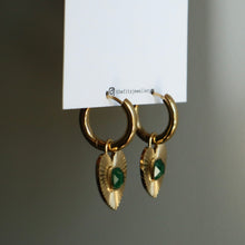 Load image into Gallery viewer, Green Heart Drop Earrings

