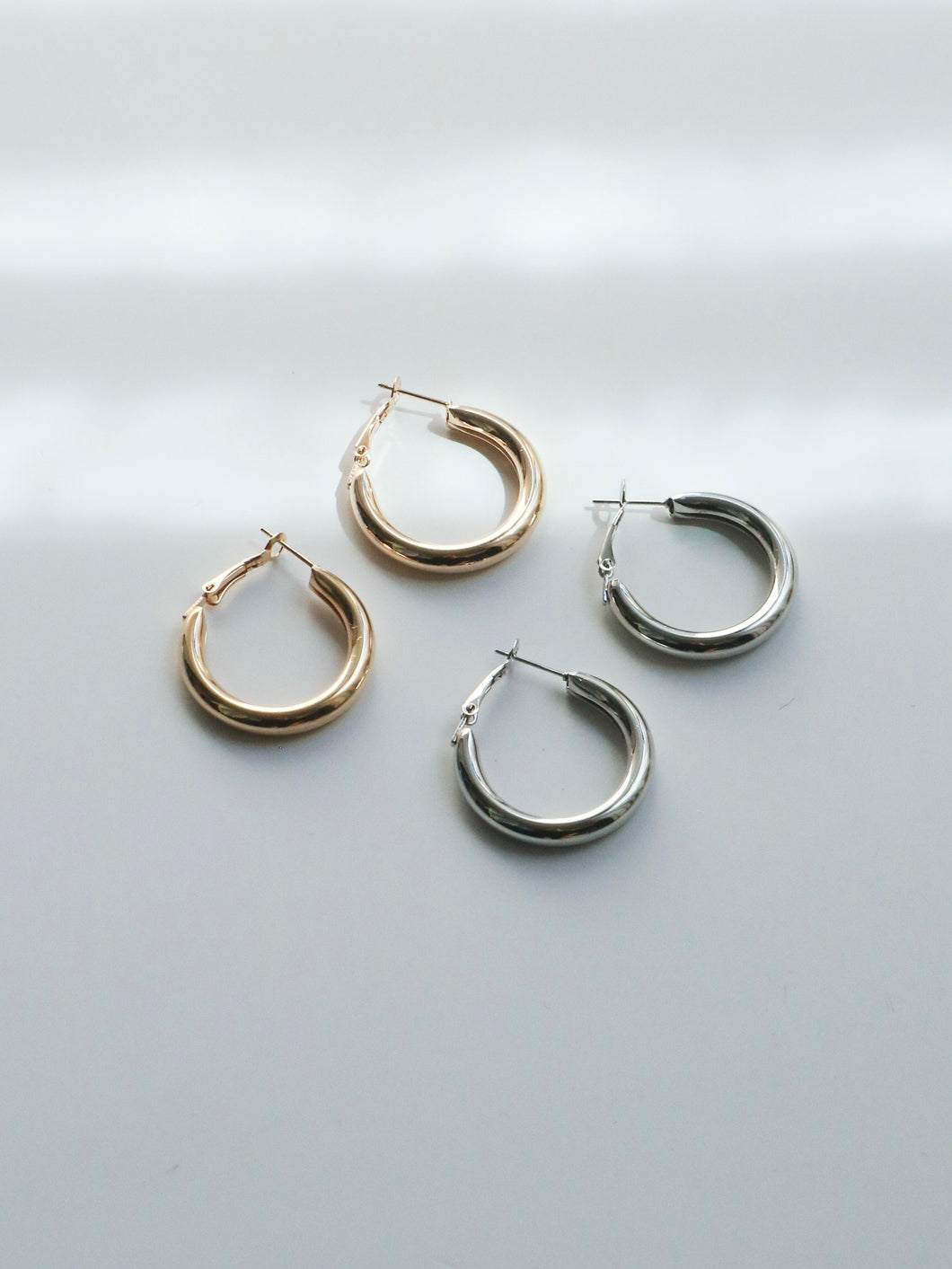 Circle Hoop Earrings (Silver/Gold)
