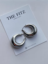 Load image into Gallery viewer, Silver Round Chubby Hoop Earrings
