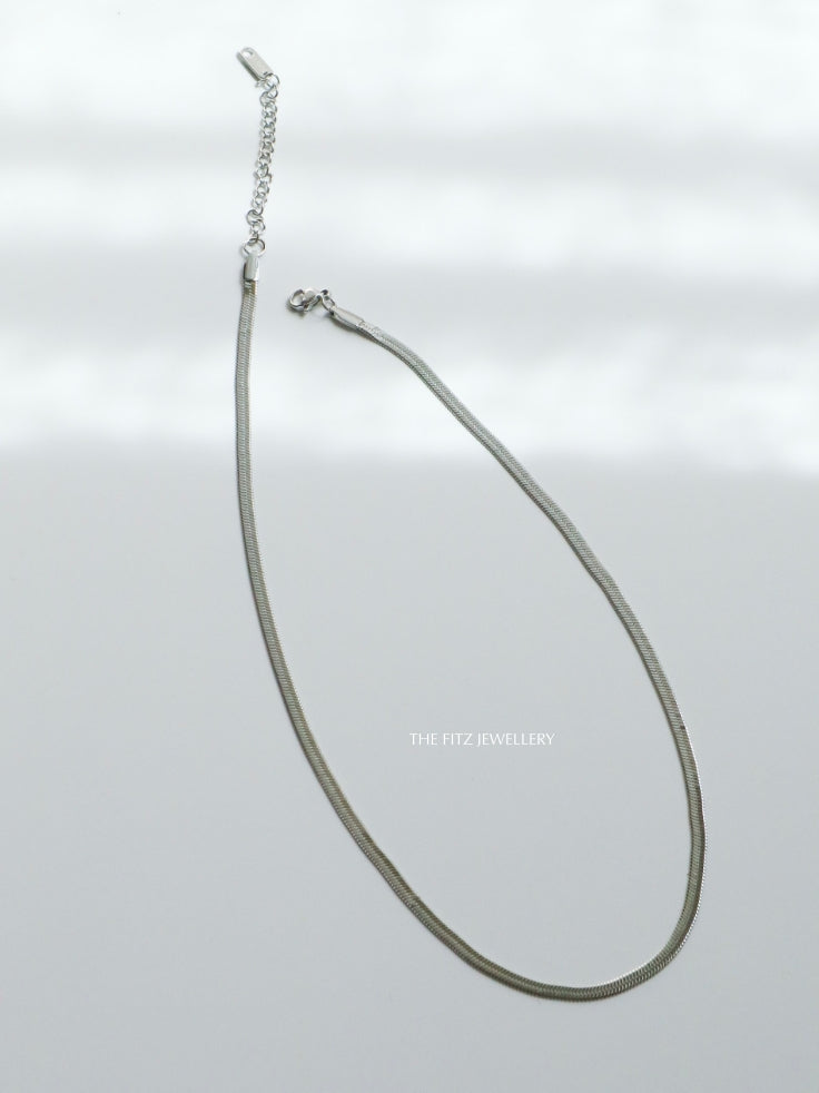 Silver Thin Adjustable Herringbone Necklace